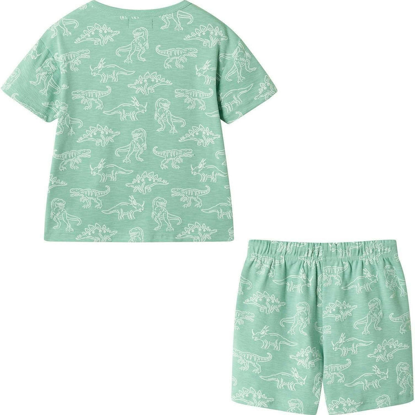 Boys Printed Henley Set | Green Dino