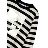 Girl Striped Metallic Stitch Sweater