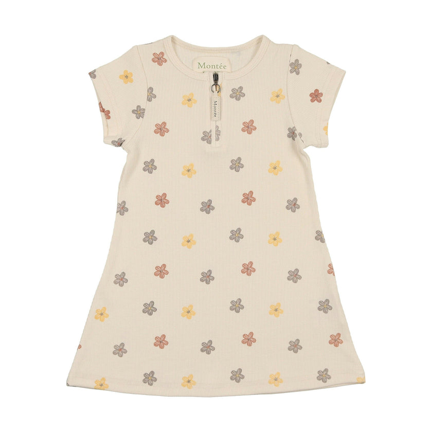 Floral Ribbed Short Sleeve Dress