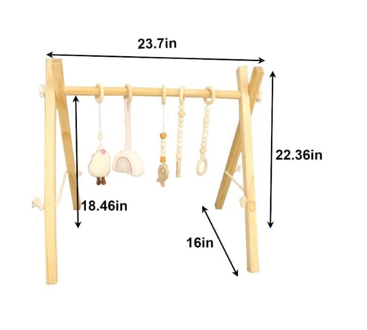 Lilac Wooden Baby Gym | Montessori Infant Play Gym with Hanging Toys