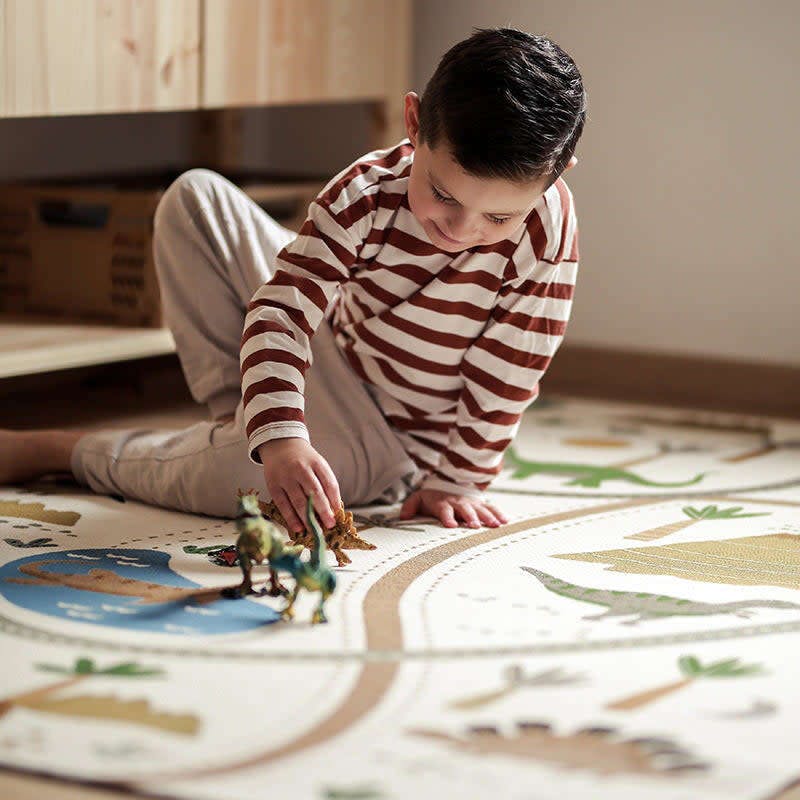 Flat Woven Graphic Print Rectangular Play Rug