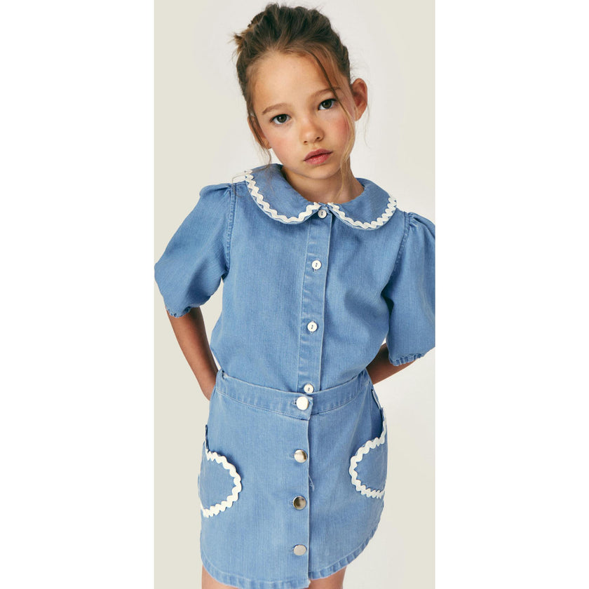 Mipounet SS26 Louise Denim, Skirt Light Blue