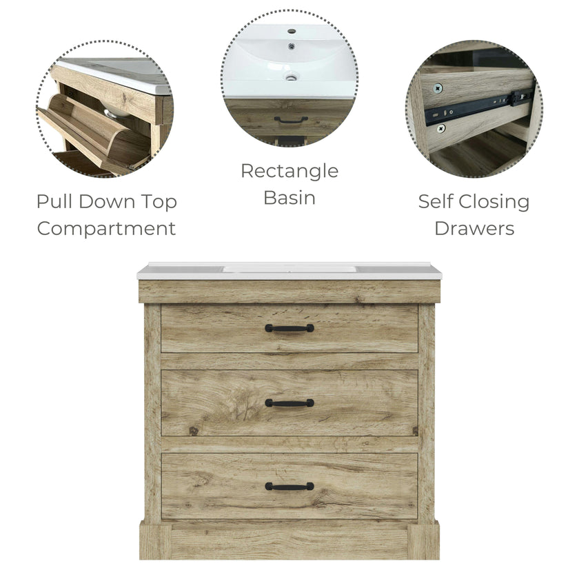 Teamson Home Donovan 36" Single Bathroom Vanity with Two Drawers