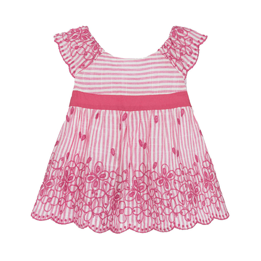 Pink Tulip Rose Embroidered Dress