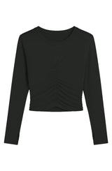 Pixie -  Ruched Long Sleeve Top - Black