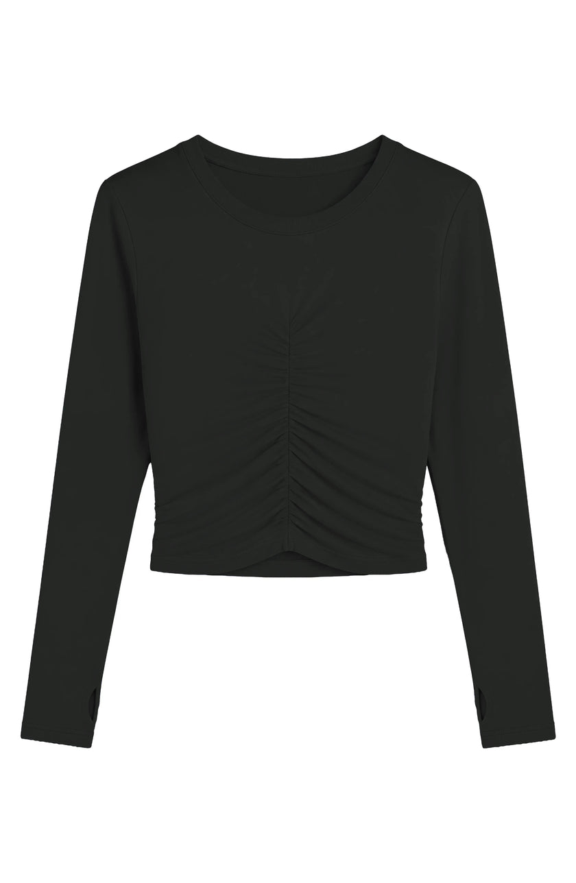Pixie -  Ruched Long Sleeve Top - Black
