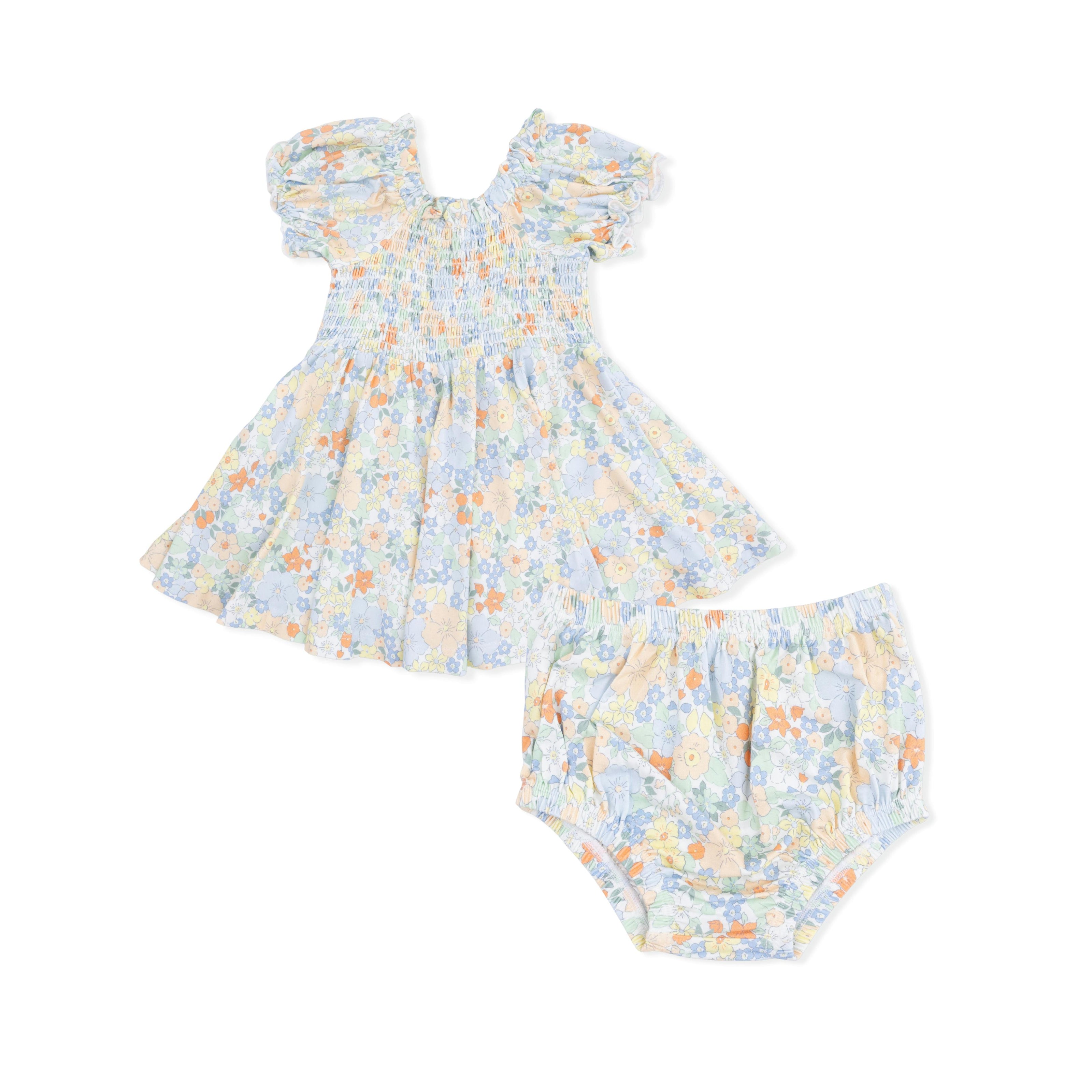 Georgia Floral - Smocked Twirly Dress and Bloomer