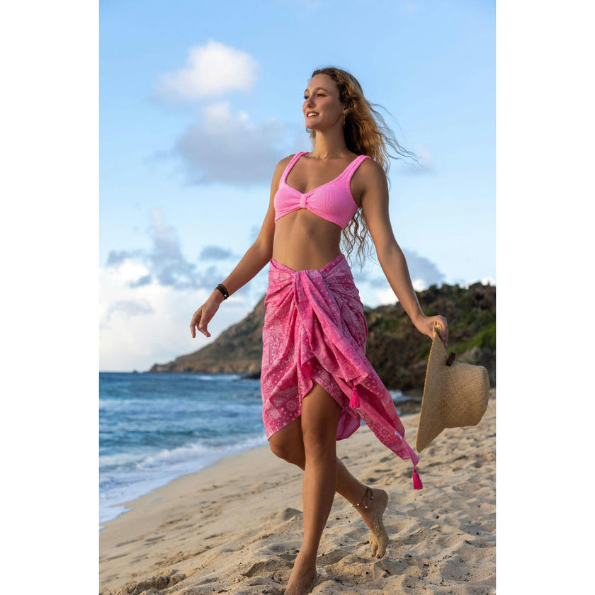 Cotton Saline Pareo Pink Bandana, Pink Bandana