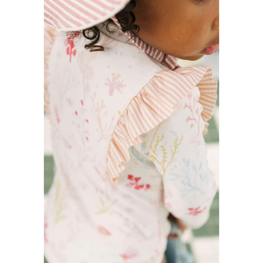 Swim Long Sleeve Ruffle One-Piece - Sea Bloom