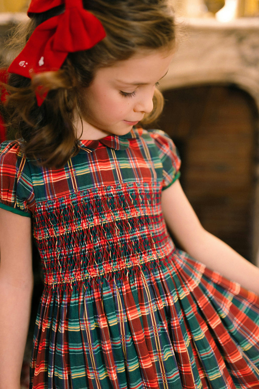 VICTOIRE TARTAN SMOCKED DRESS