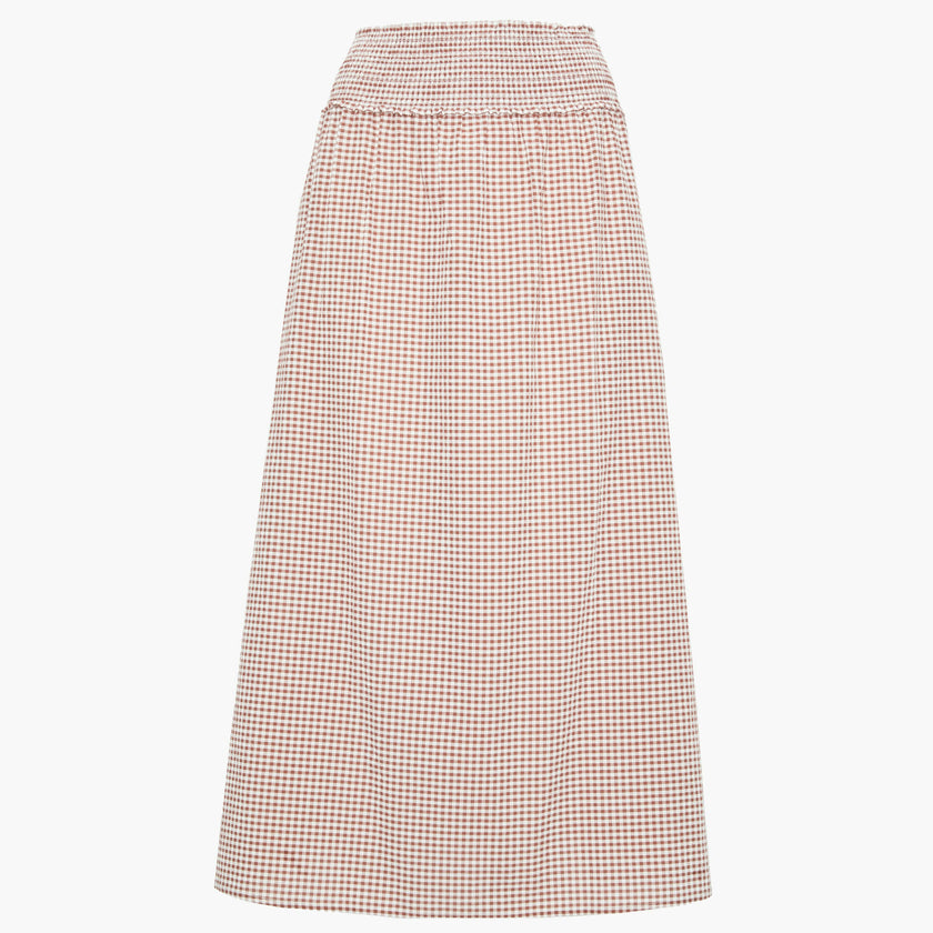 The Delphine Nap Skirt - Cognac Gingham