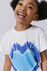 Girls Baby Tee with Blue Tie Dye Heart