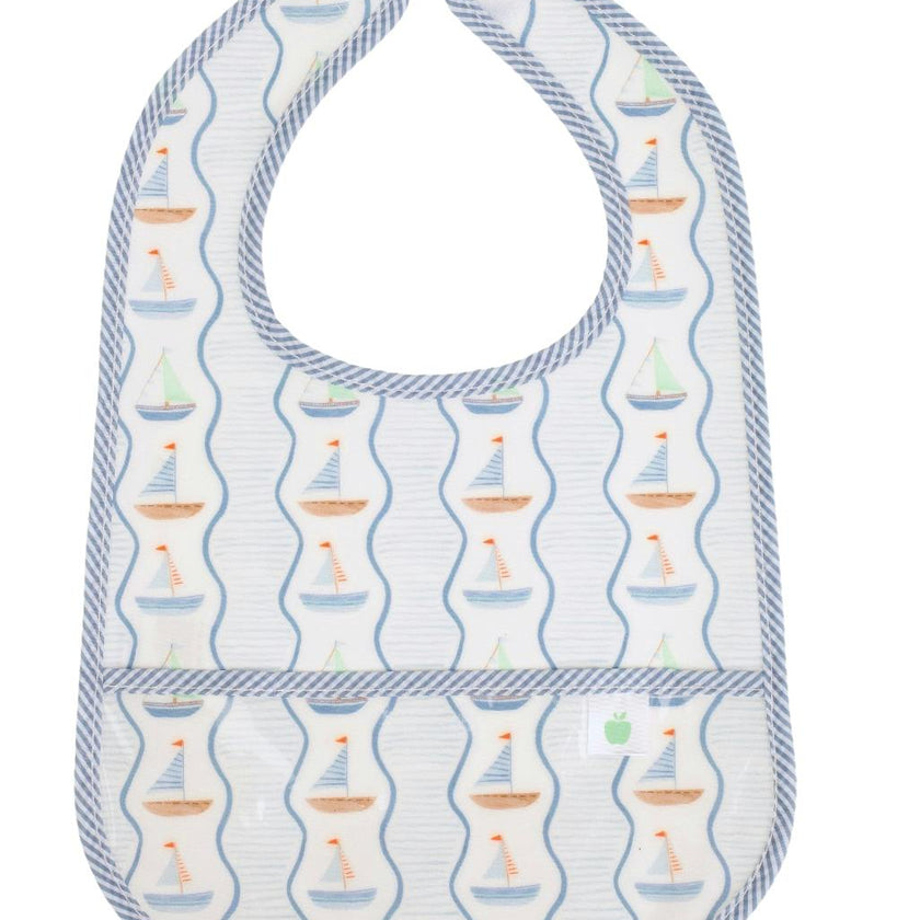 The Wipe It Bib in Sailboats