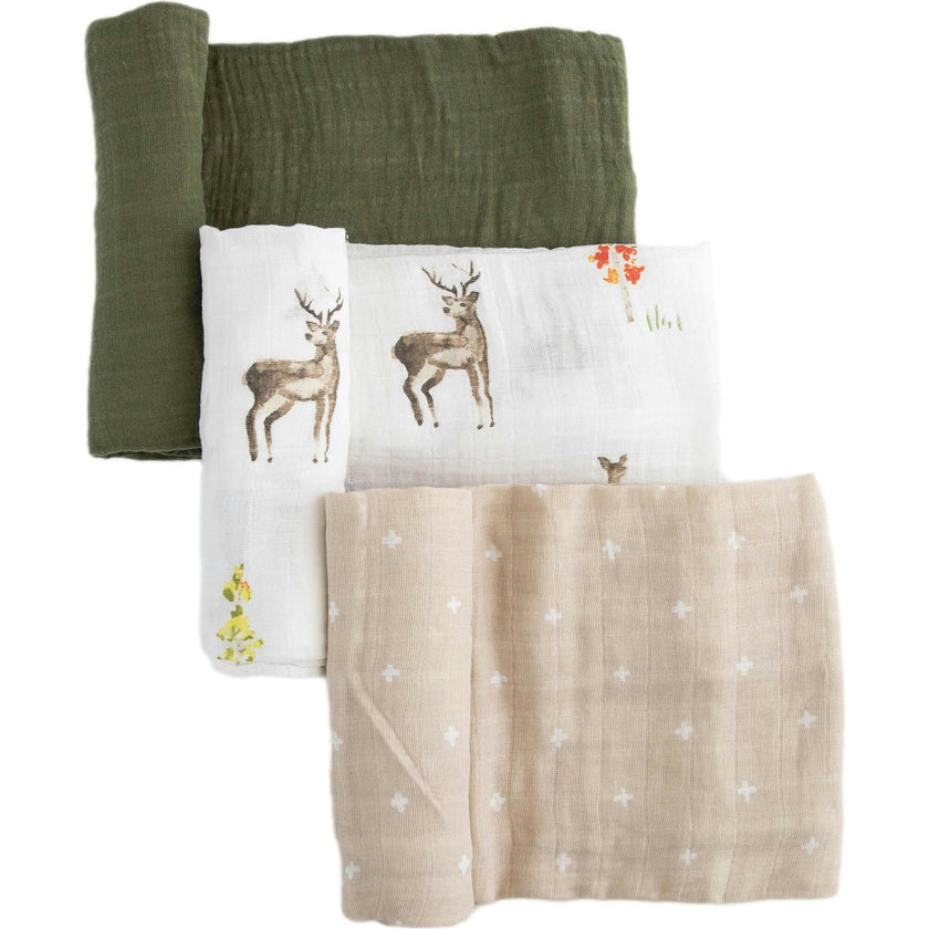 Cotton Muslin Swaddle Blanket 3 Pack - Oh Deer 2