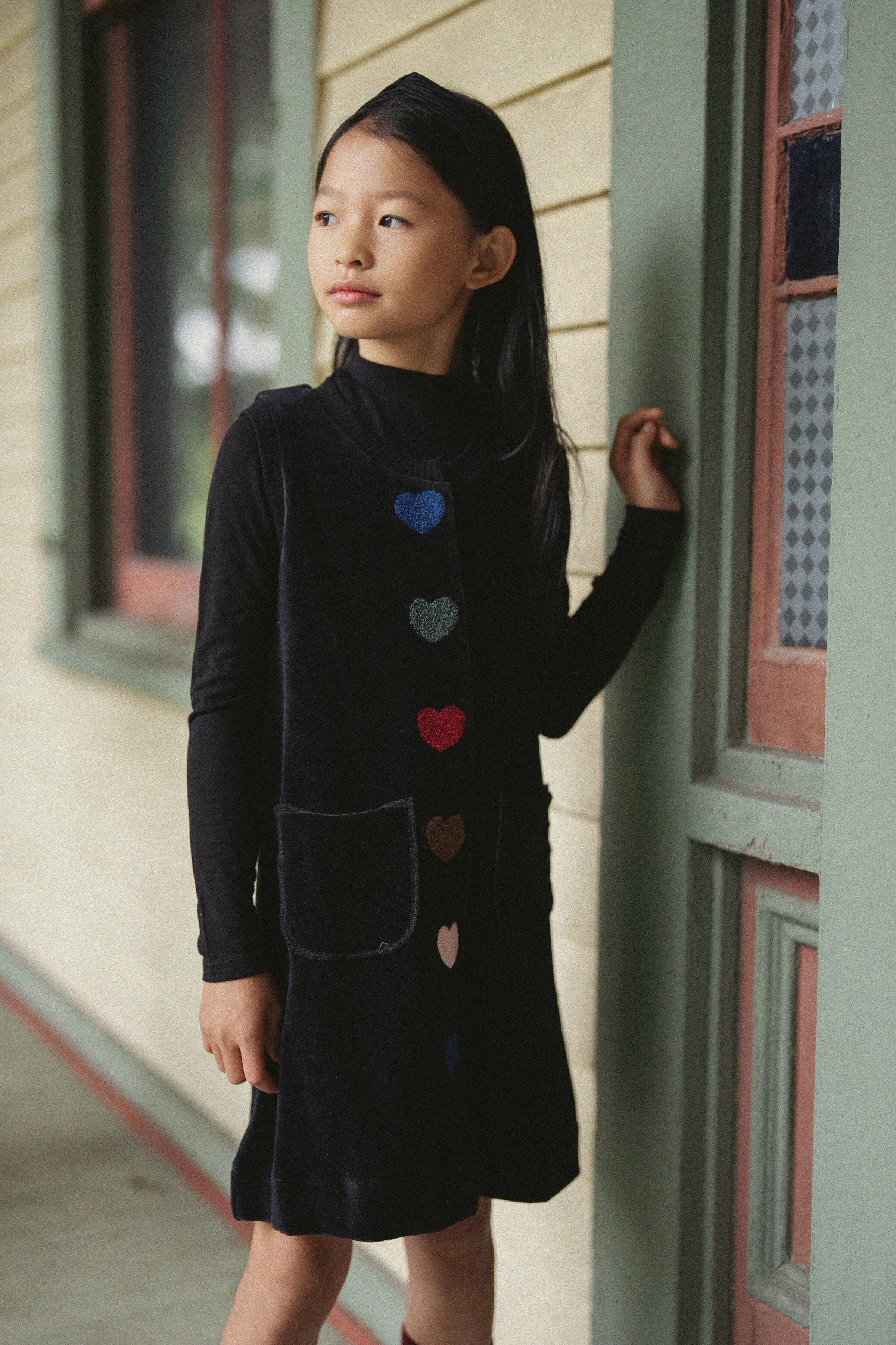 Hookstitch Heart Velour Jumper