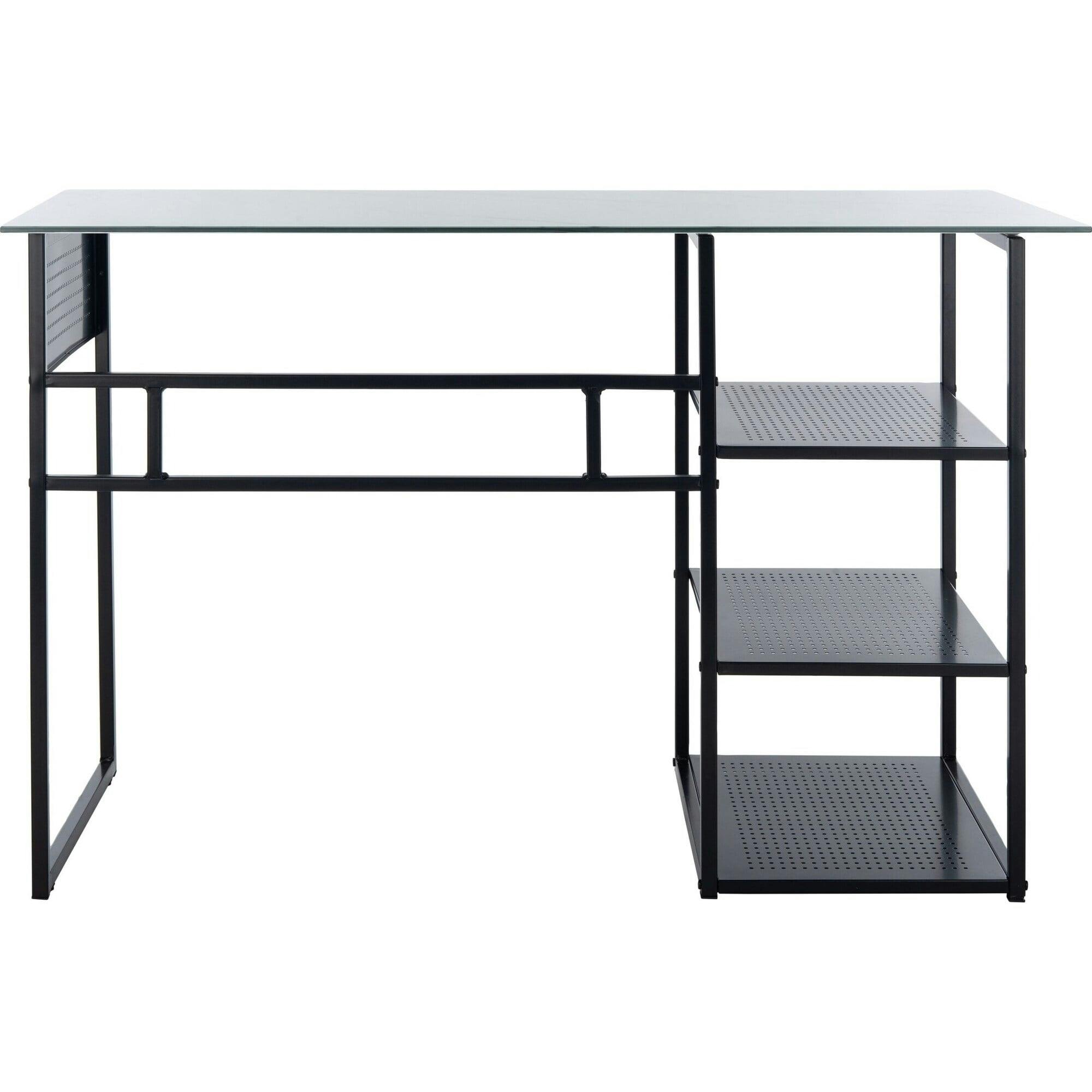 Xyla 3 Shelf Glass Top Desk