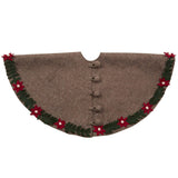 Handmade Felt Poinsettia Border Gray Christmas Tree Skirt 60" Arcadia Home