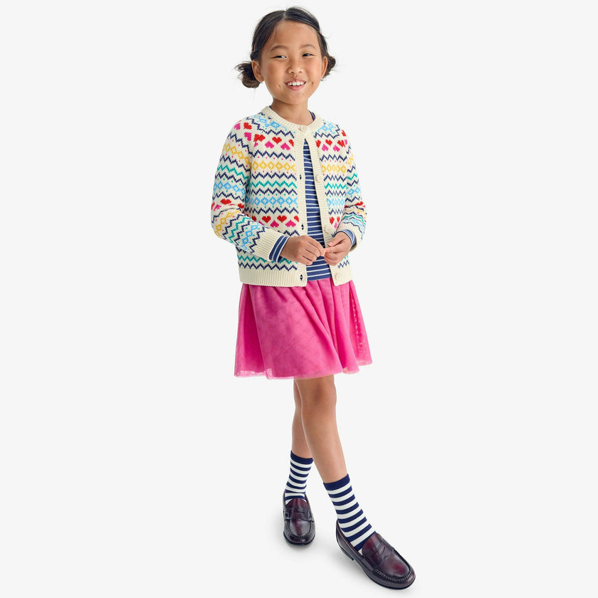 Kids cardigan in fair isle hearts
