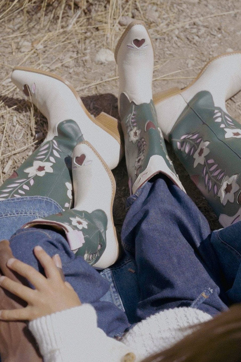 Mini Dakota Boot in Green & Cream