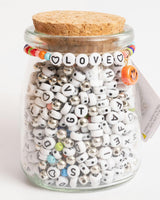 LOVE Beaded Word Bracelet Round Letter DIY Bead Jar with Ceramic Happy Face Charm