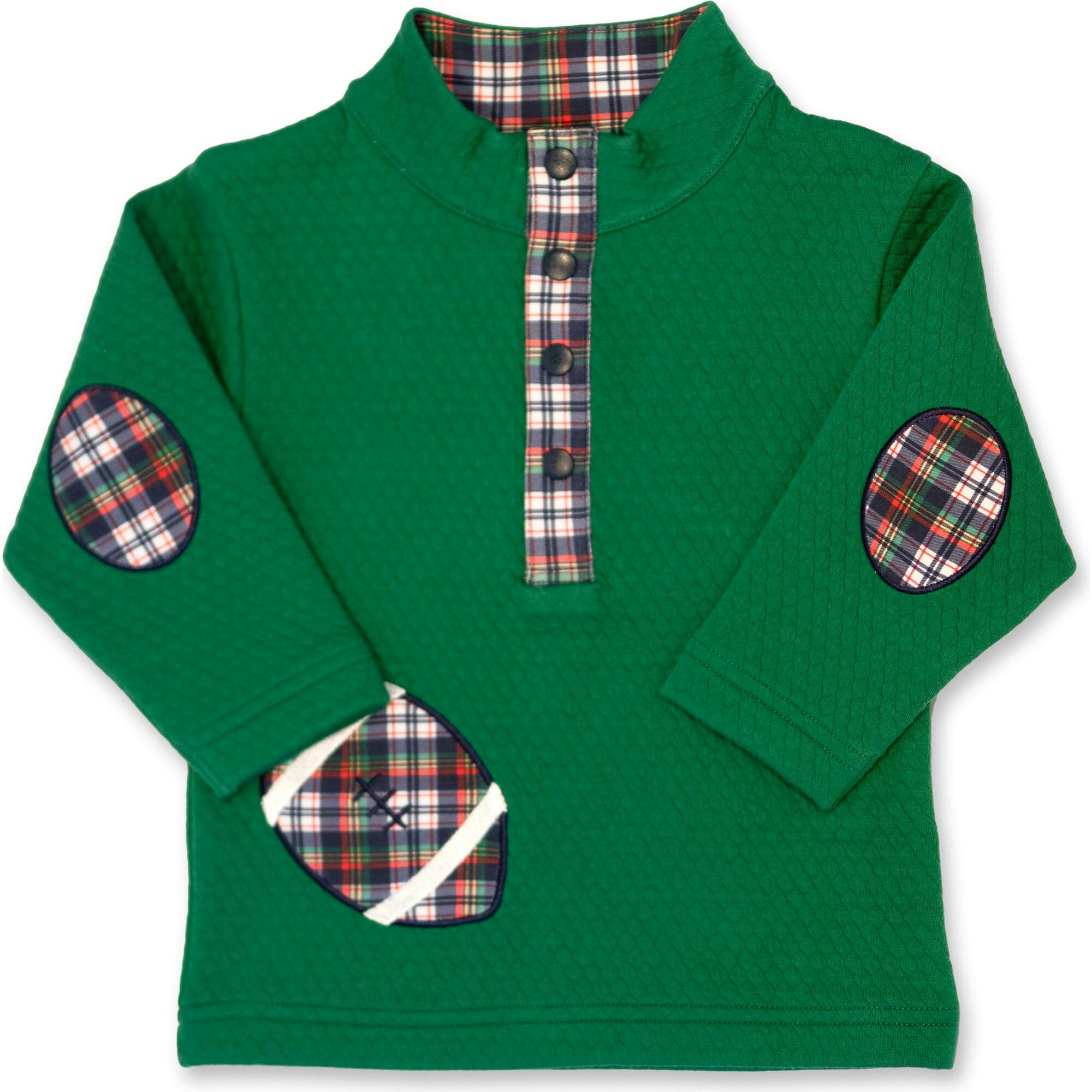 Green Jacquard Knit Pullover With Football