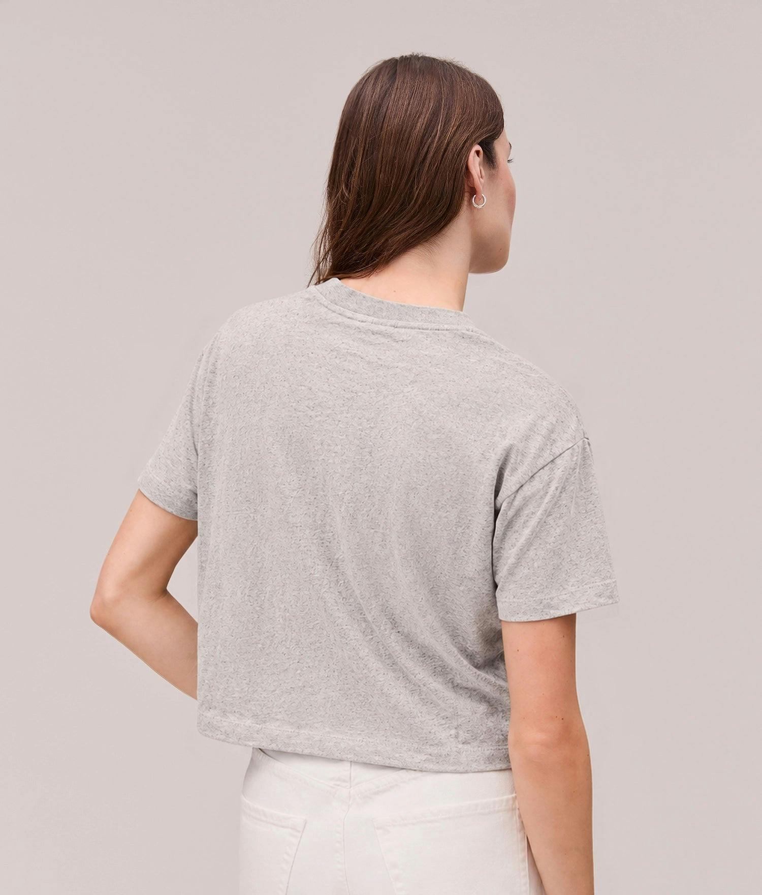 Womens Vintage Jersey Oversized Crop - Recycled Cotton Jersey - Heather Grey