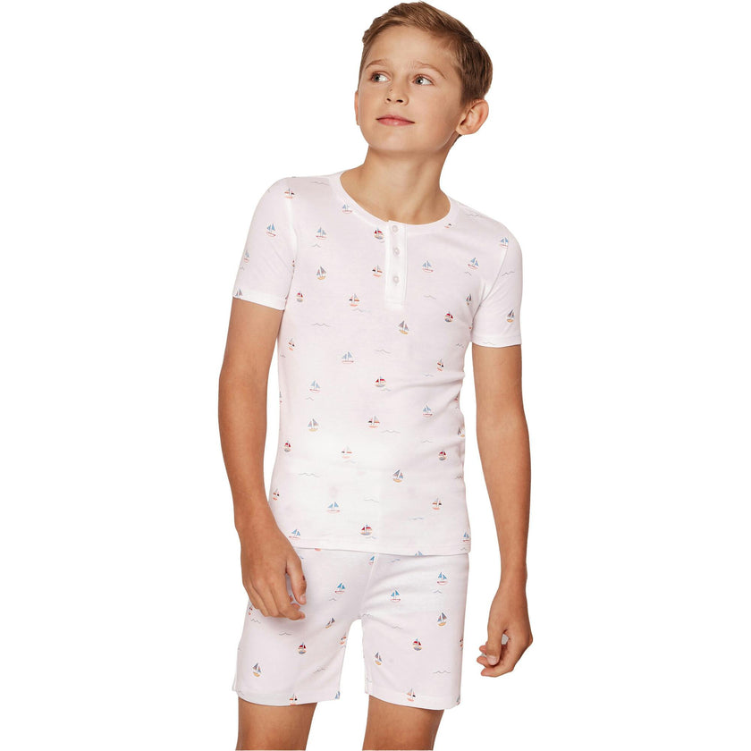 Kid's Pima Snug Fit Pajama Short Set in Bateau