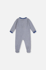 Baby Organic Cotton One Piece Pajama Blue Stripe Print