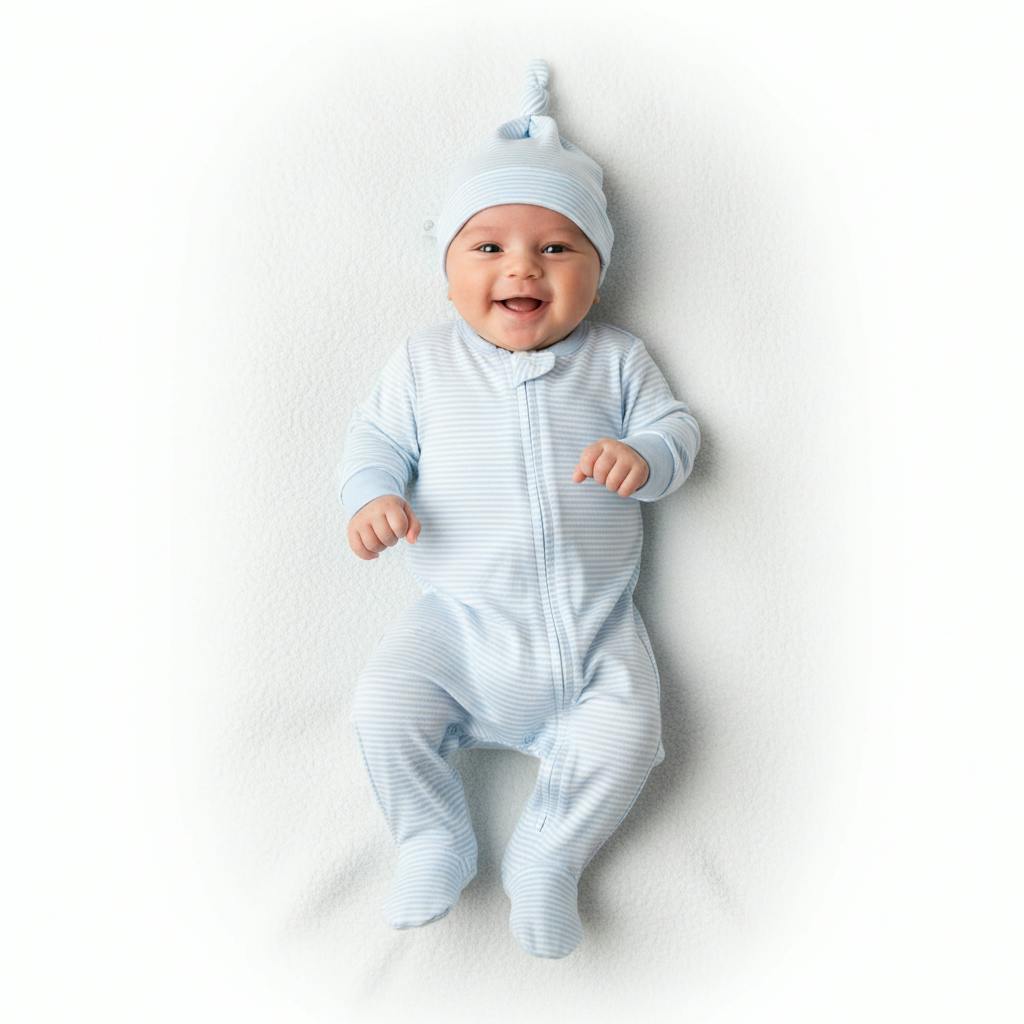 Blue Stripes Pima Cotton Newborn Hat