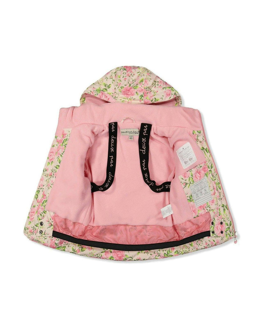 Two Piece Play Snowsuit Pink Minit Flower Print With Pink Pants