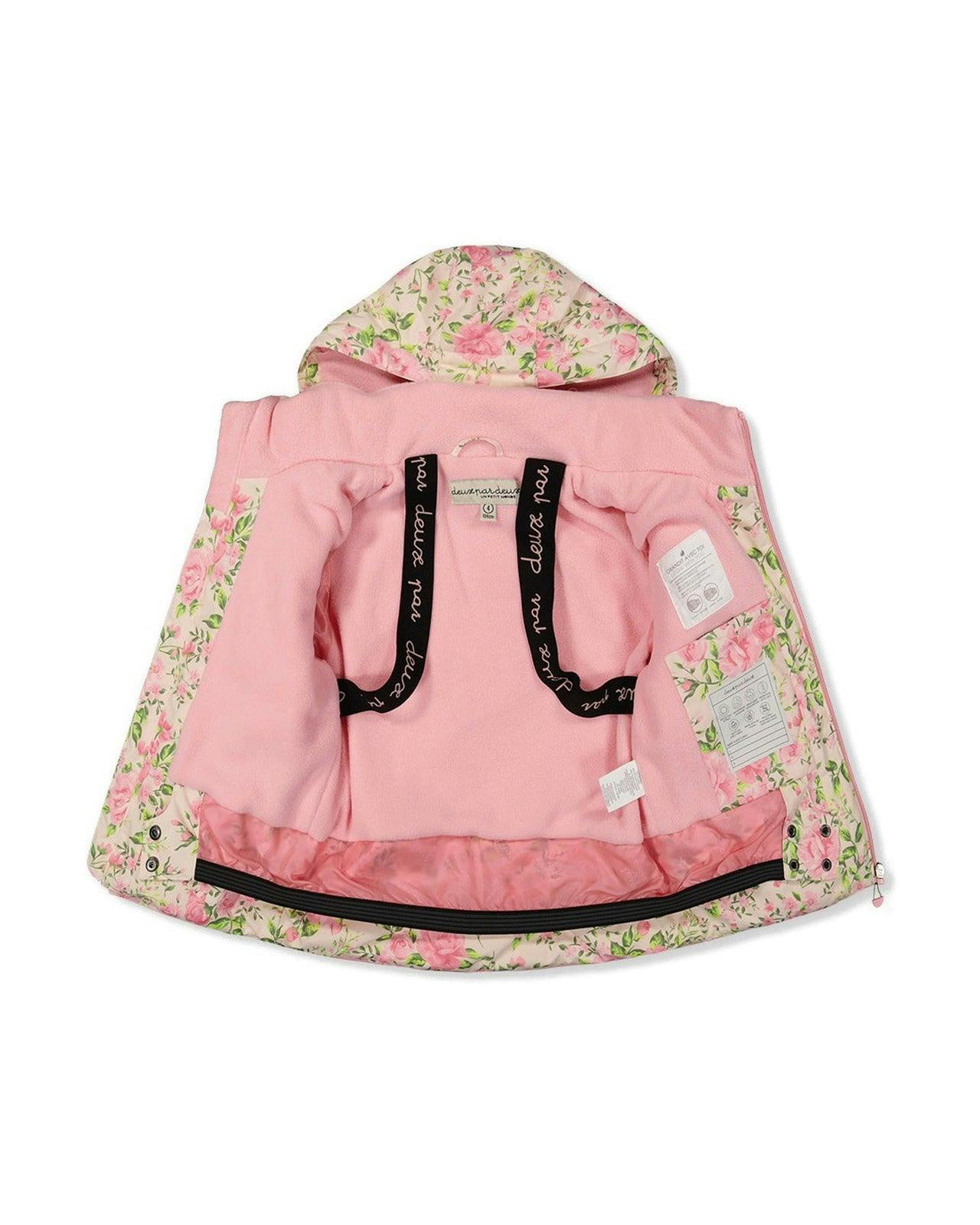 Two Piece Play Snowsuit Pink Minit Flower Print With Pink Pants