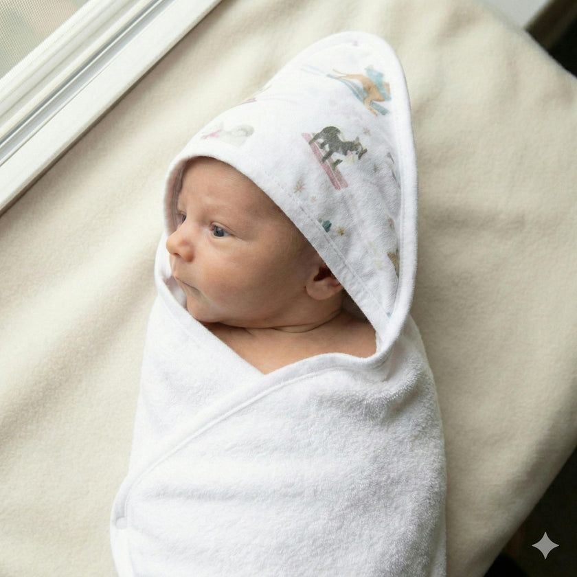 Ski Pups Girl Pima Hooded Towel