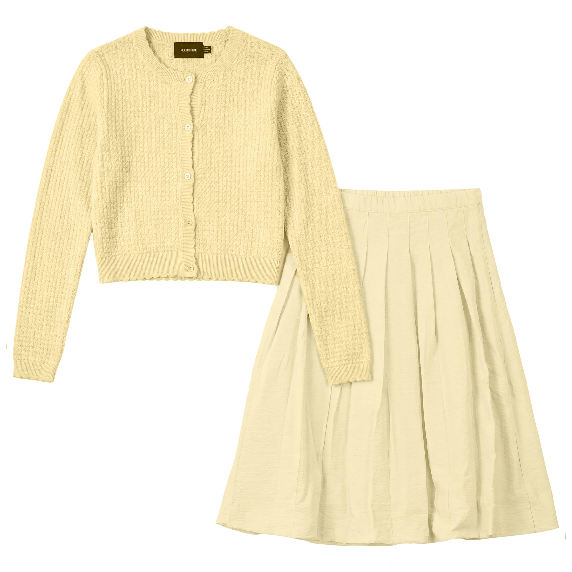 Pattern Knit Cardigan Skirt Set