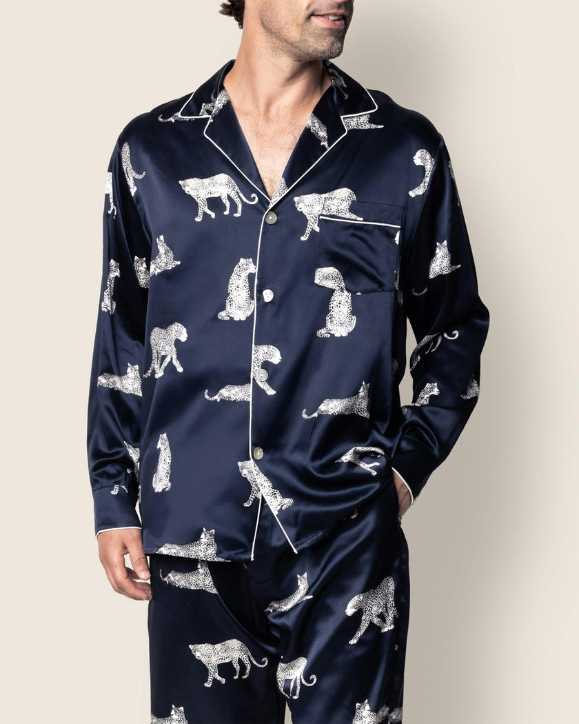 Men's Silk Pajama Set in Panthère de Nuit
