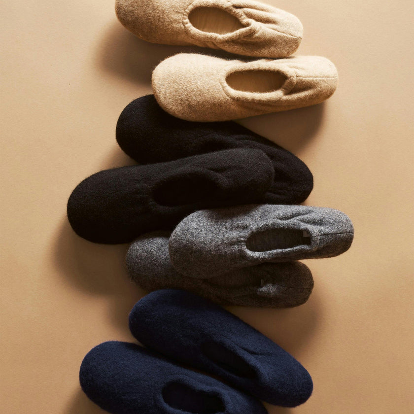 Women's Cashmere Slippers in Navy