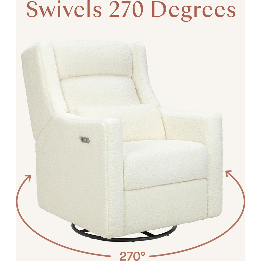 Kiwi Plus Power Glider Recliner W/ Power Headrest In Cream Shearling