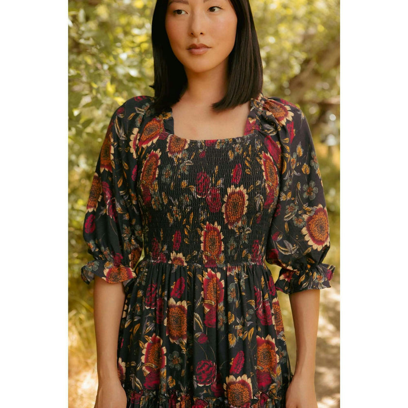 Madeline Dress in Moody Sunflower
