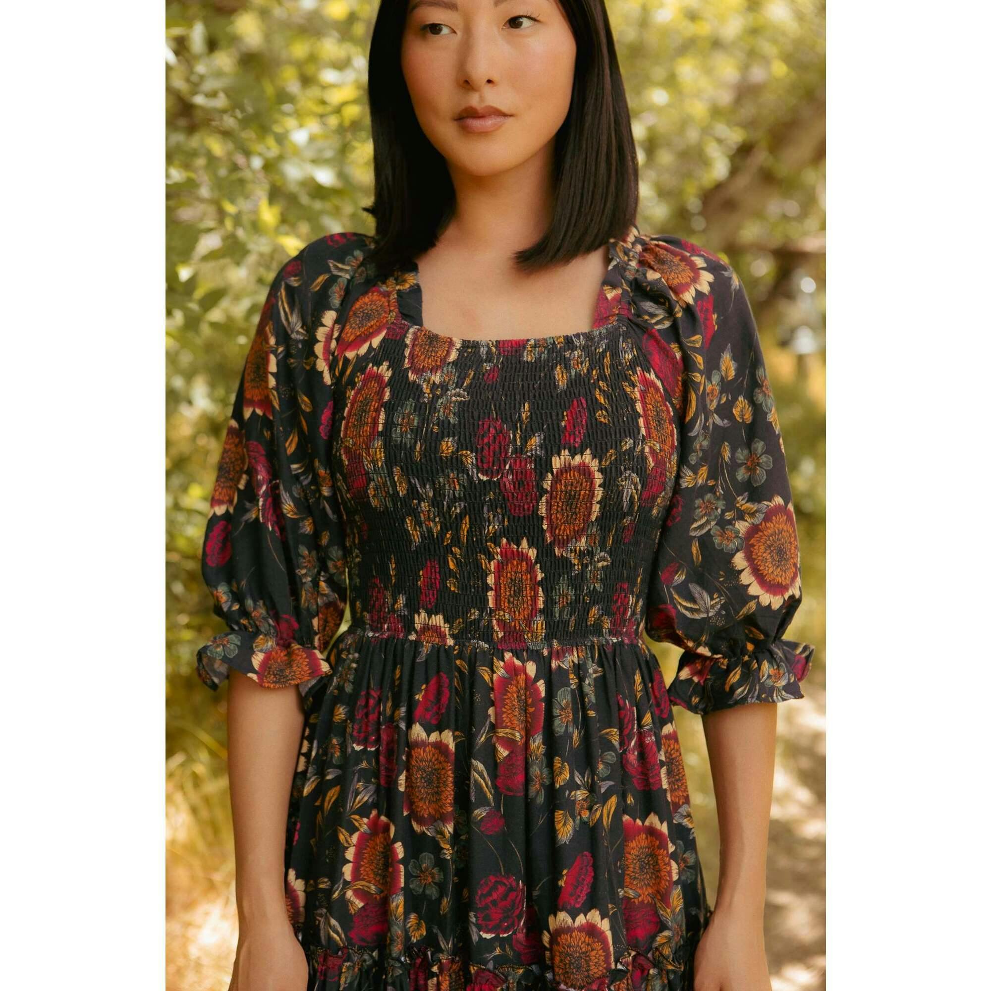 Madeline Dress in Moody Sunflower