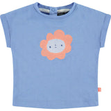 Rolled Cuff Sleeve Smiling Flower Graphic Print T-Shirt