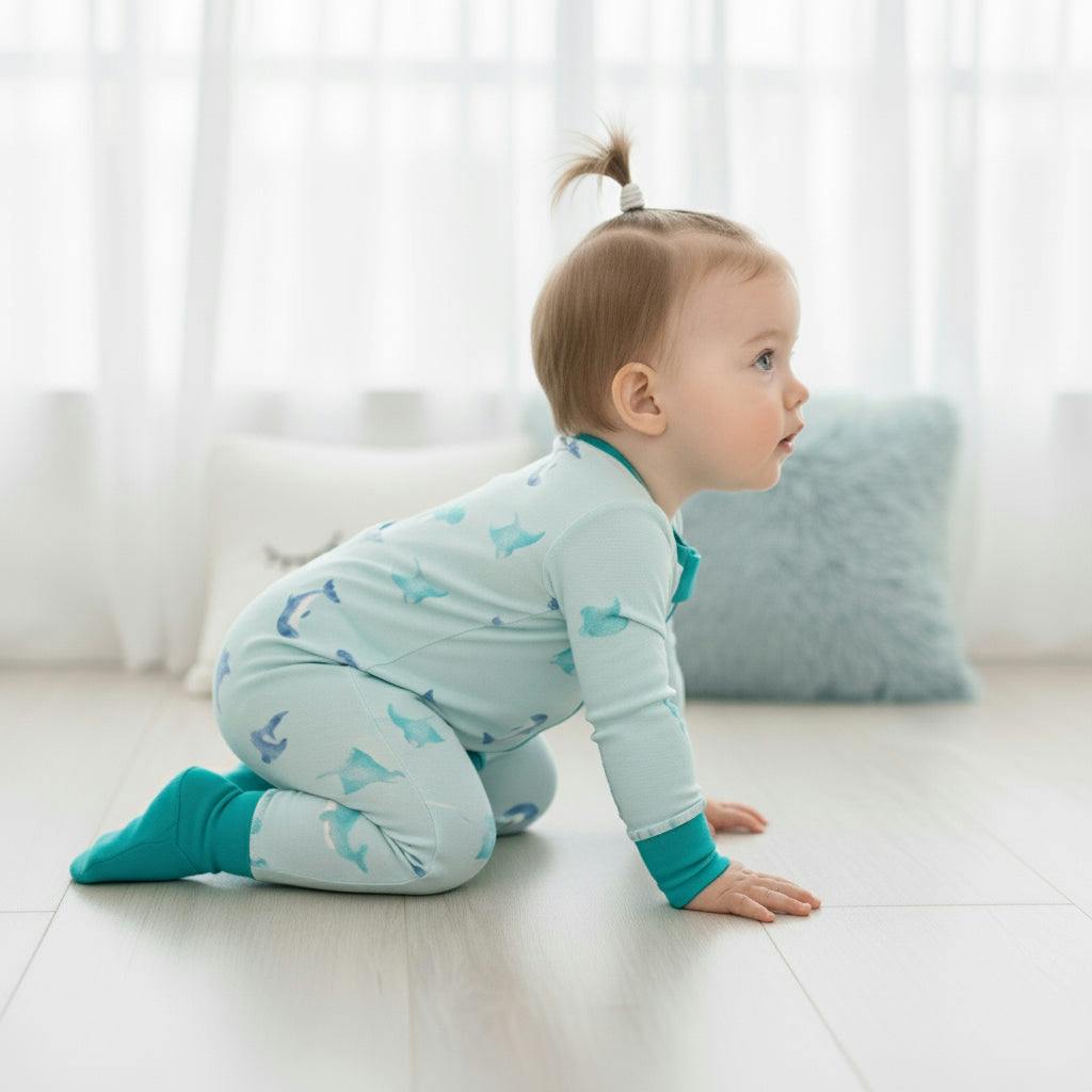 Zippered Romper in Fin Friends
