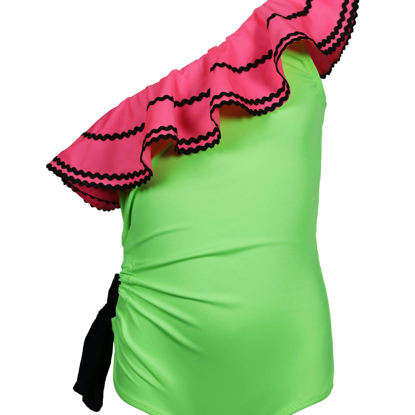Pari Ruffle One Shoulder One-Piece Swimsuit