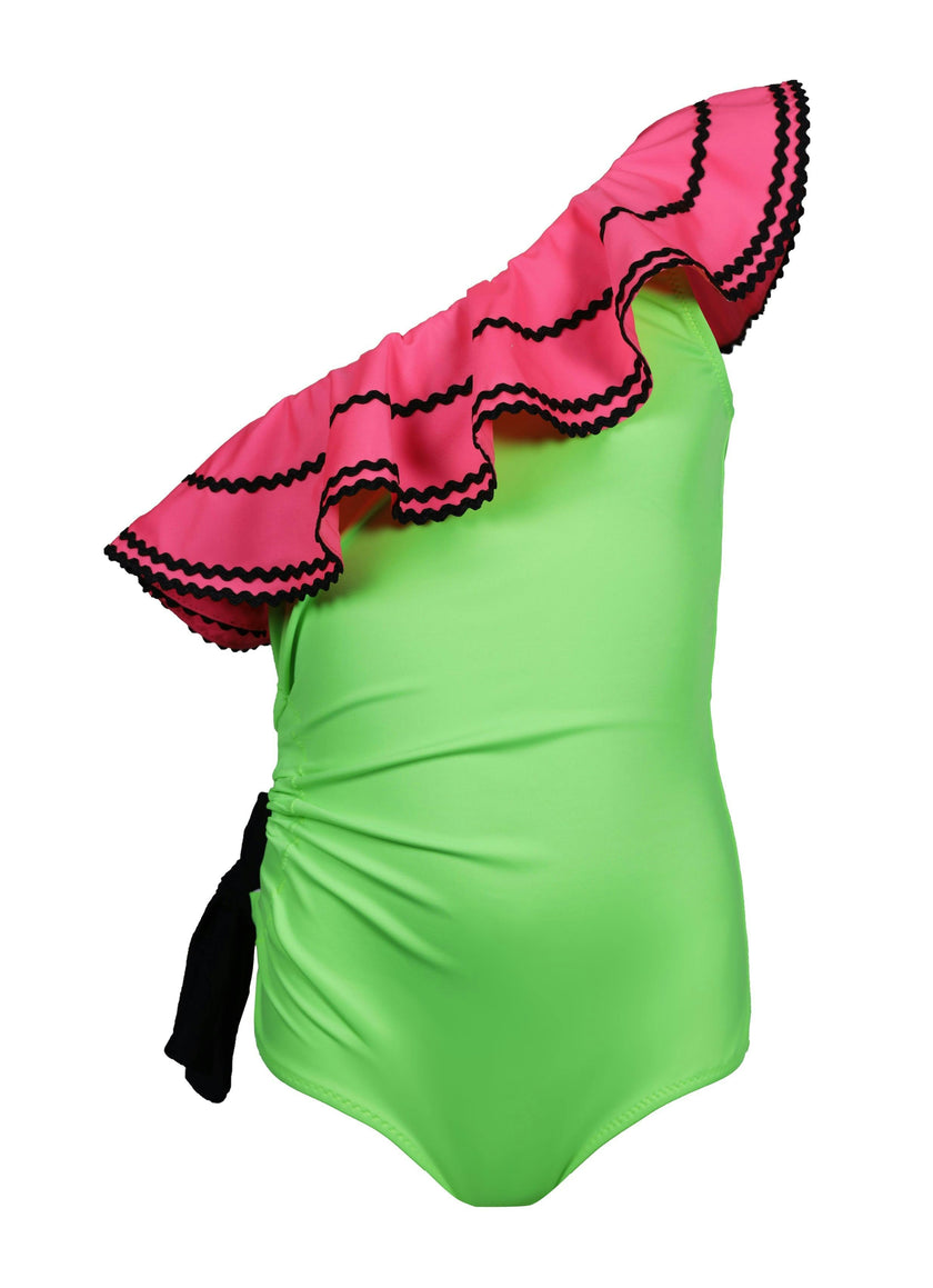 Pari Ruffle One Shoulder One-Piece Swimsuit