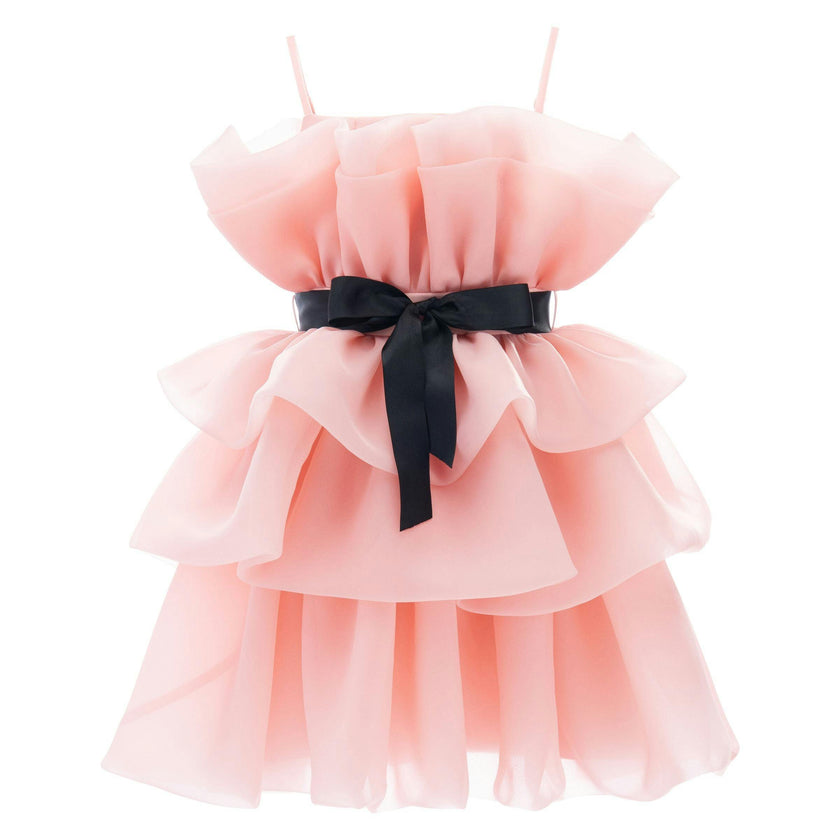 Pink Noella Ruffle Bow Dress