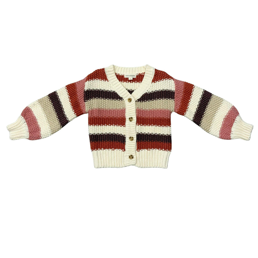Girls Chunky Knit Cardigan in Multicolor