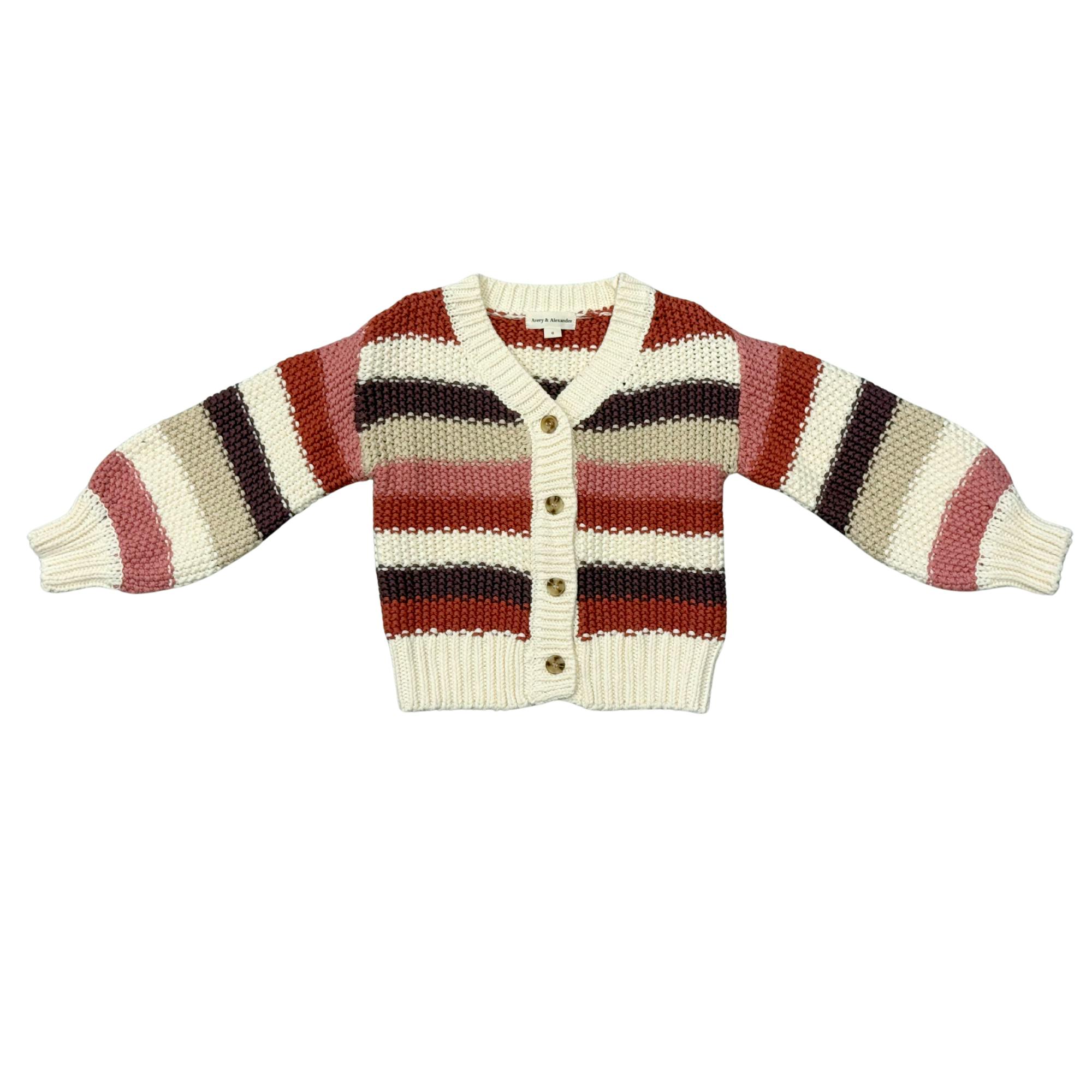 Girls Chunky Knit Cardigan in Multicolor