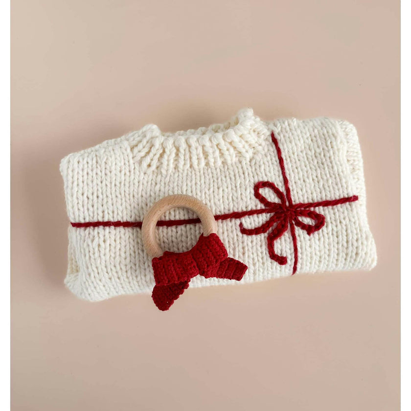 Present Sweater, Cream/Red