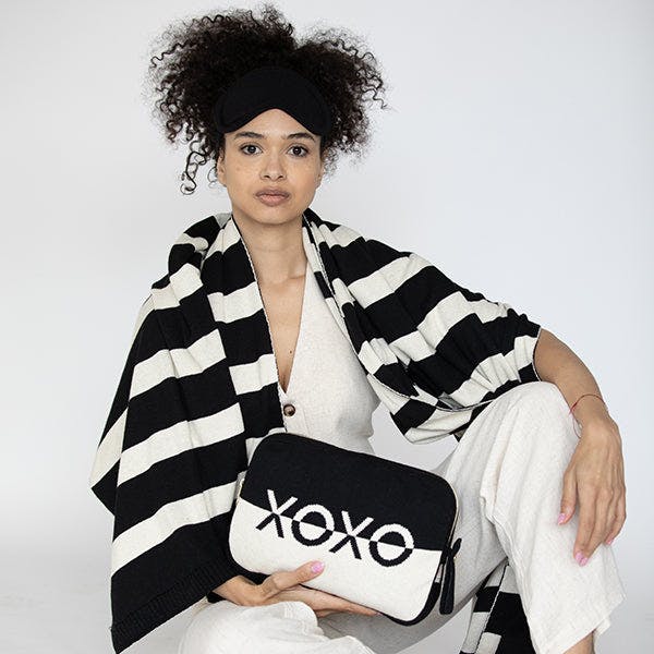 Xoxo Reversible Stripes Blanket Travel Set