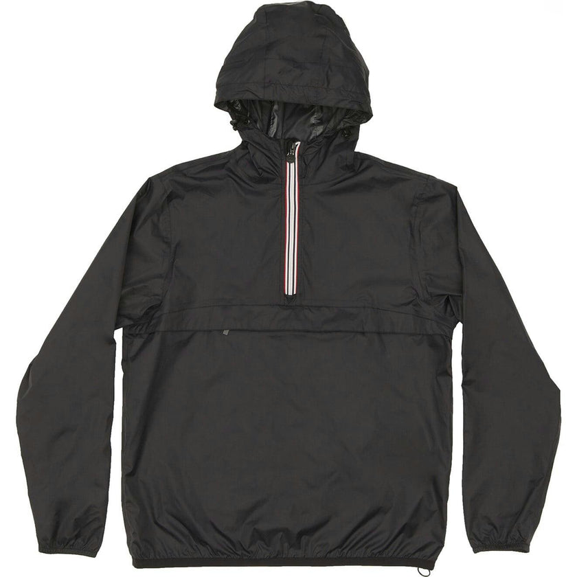 Black Quarter Zip Packable Rain Jacket and windbreaker