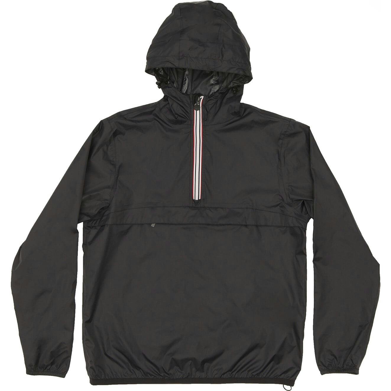 Black Quarter Zip Packable Rain Jacket and windbreaker