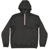 White quarter zip packable rain jacket and windbreaker